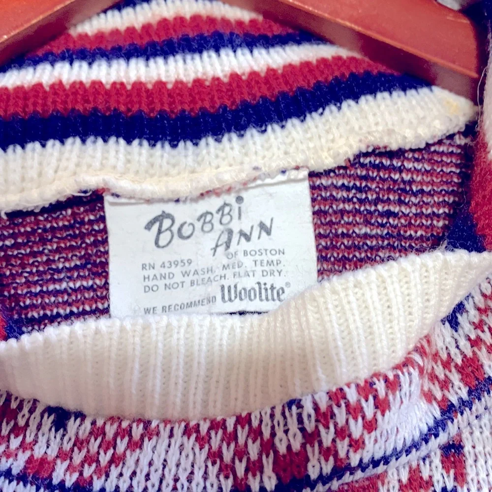 Bobbi Ann of Boston |Handmade Red White & Blue Collared 3/4 Sleeve Vintage Shirt